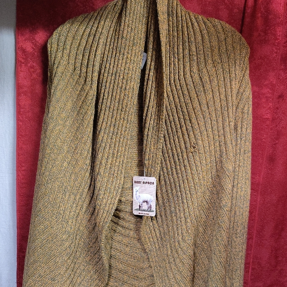 Cozy Gold Cardigan Sweater/Baby Alpaca